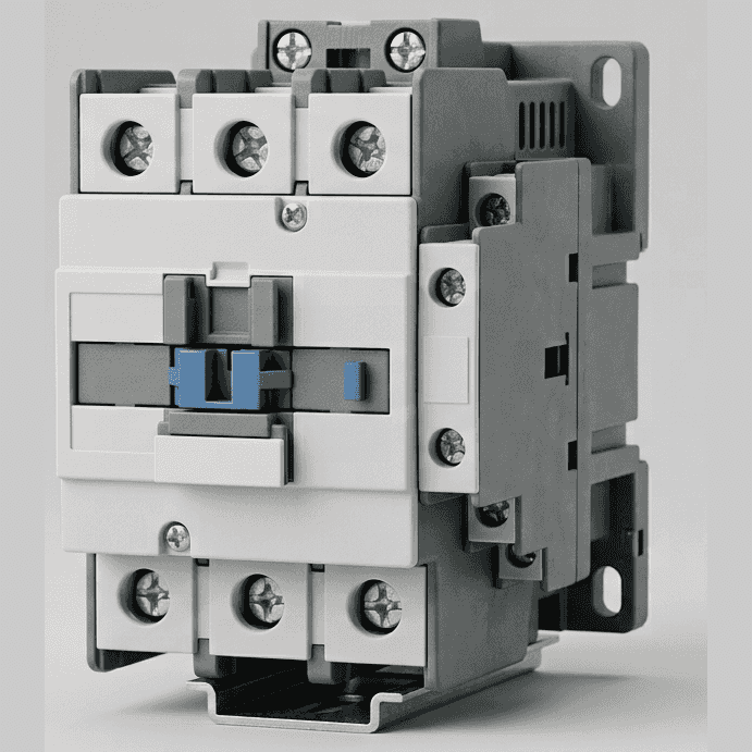 Photorealistic three-pole contactor with top and bottom screw terminals