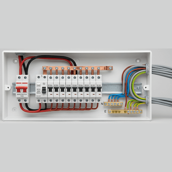 Photorealistic consumer unit with the cover removed