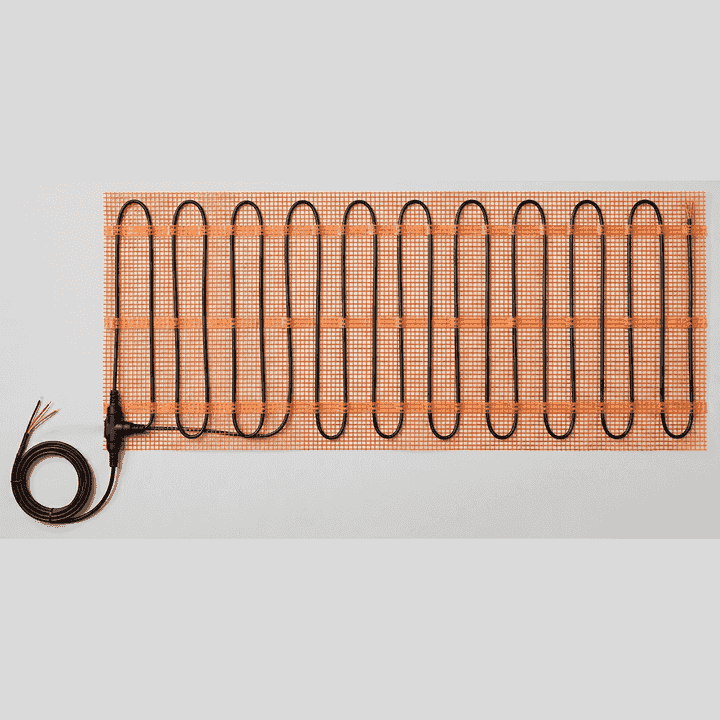 Photorealistic electric underfloor heating mat with serpentine cable