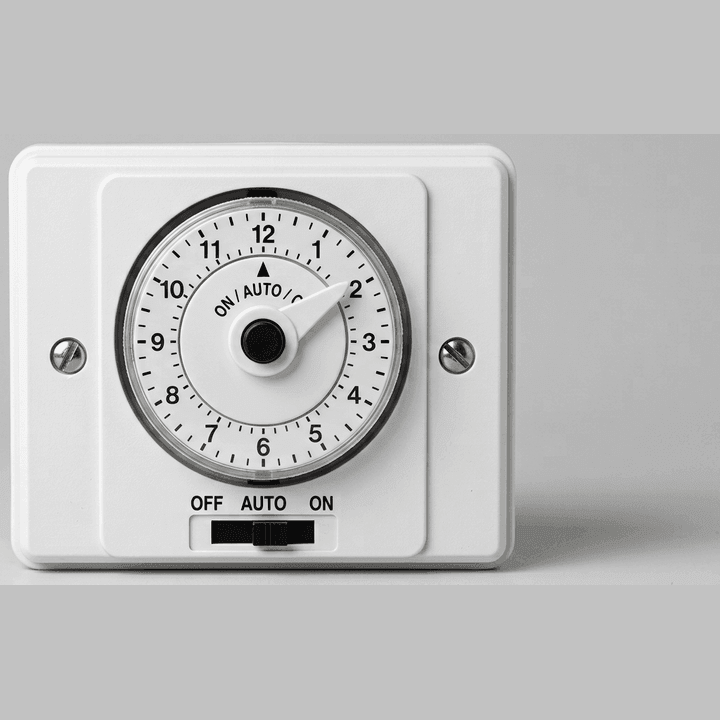 Photorealistic mechanical timer switch with dial and selector